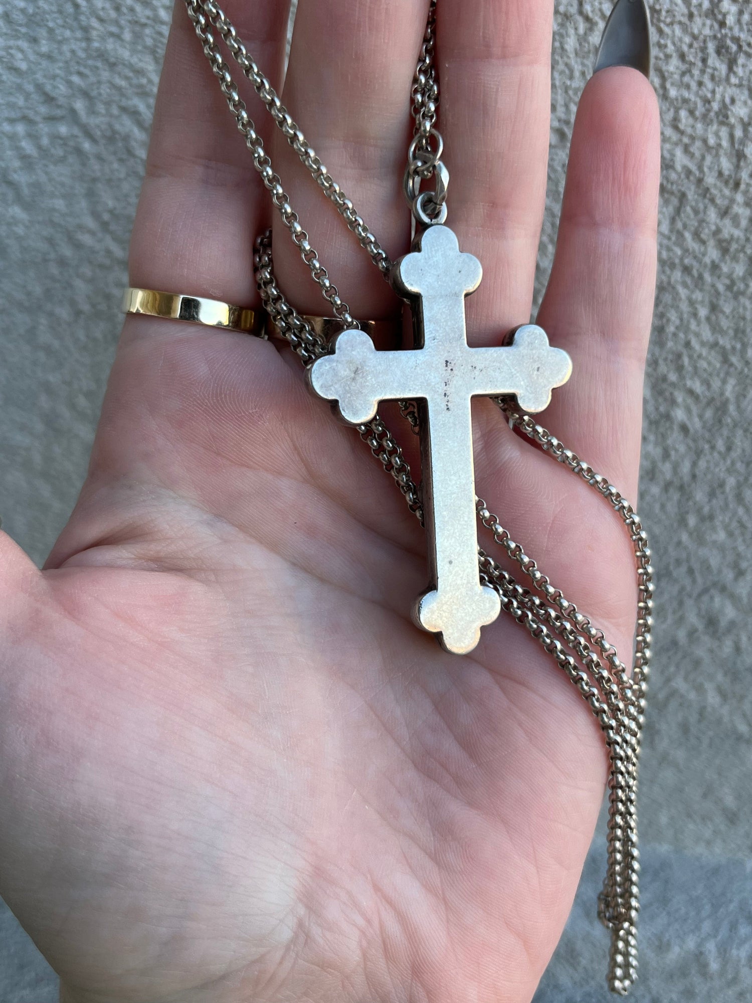 Reserved | Silver Scottish Agate Cross Necklace