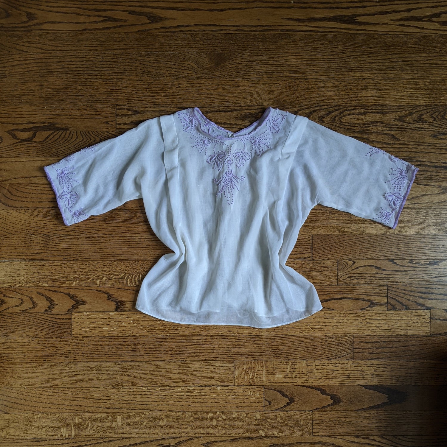 1910s Lilac Embroidered Blouse